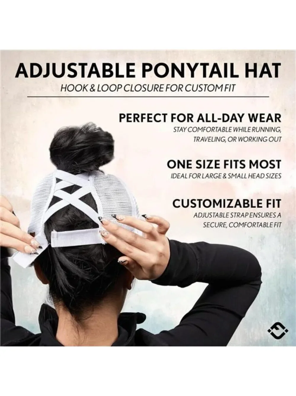 Womens Ponytail Baseball Cap Adjustable Hat High Bun Messy Bun Criss Cross Back
